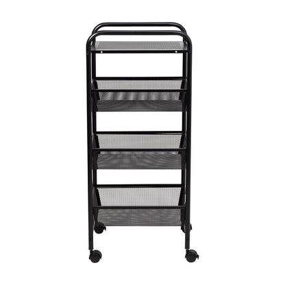 Metal Mesh 3-Drawer Storage Cart Black