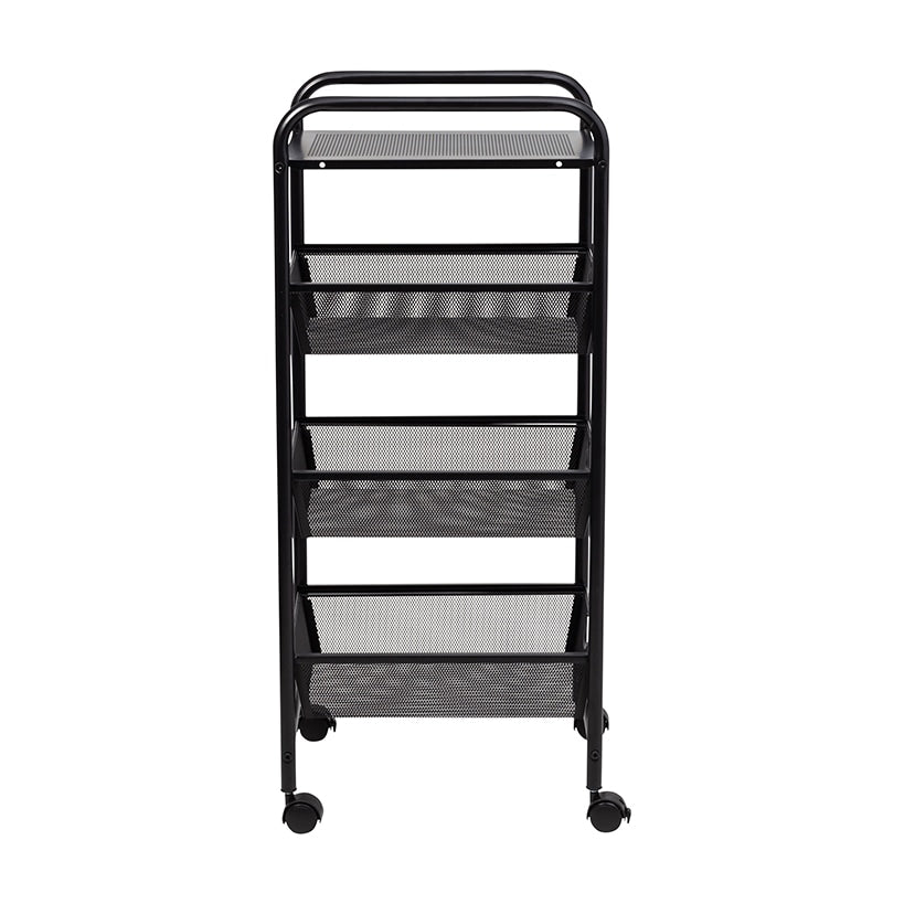 Metal Mesh 3-Drawer Storage Cart Black