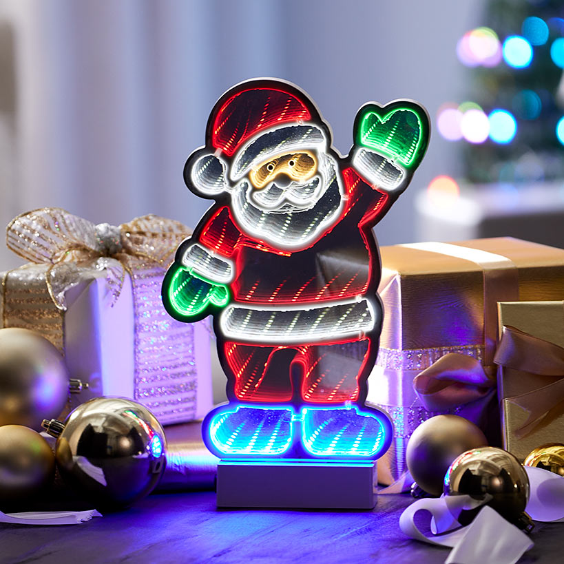 Santa LED 3-D Christmas Infinity Mirror Decor#select-item_santa