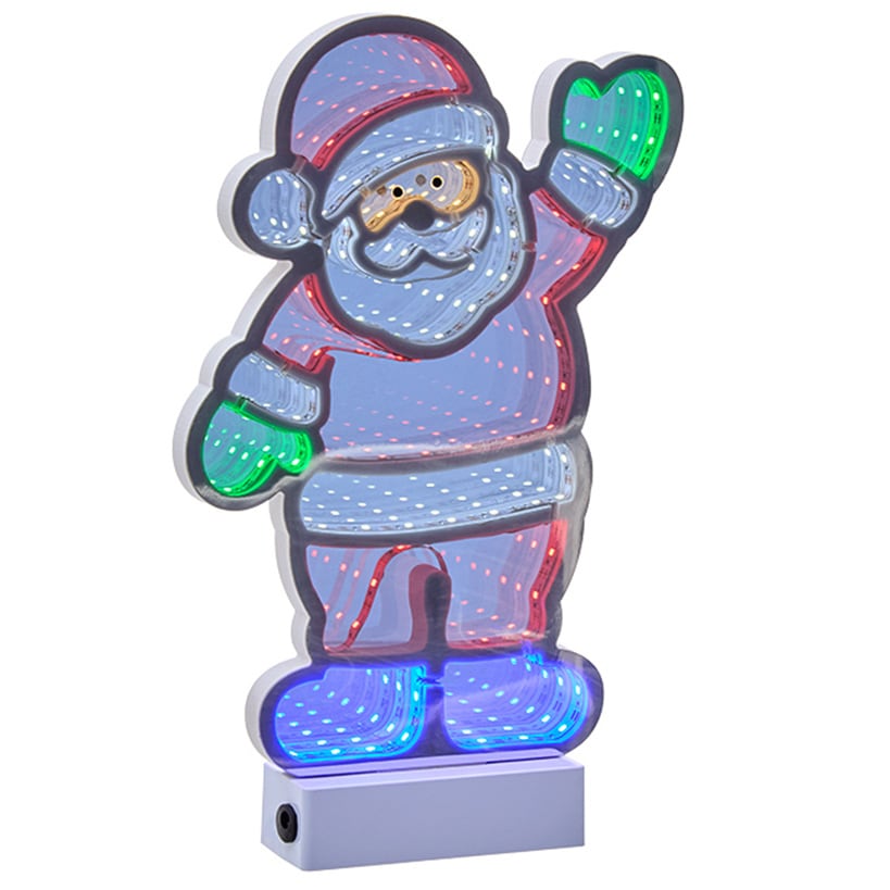 Santa LED 3-D Christmas Infinity Mirror Decor
