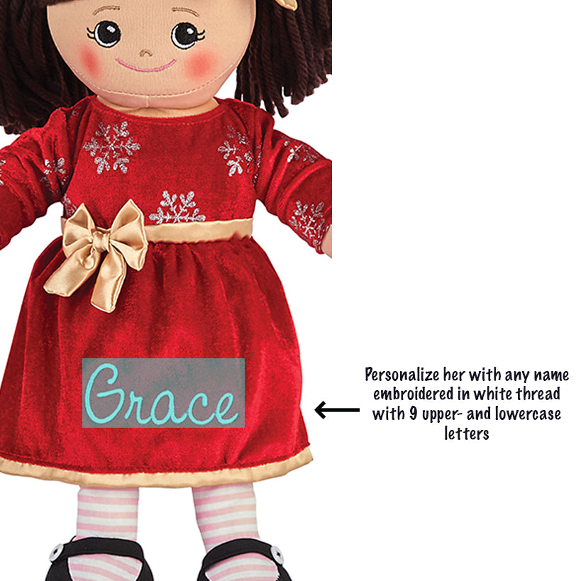 Personalized Rag Doll with Holiday Dress