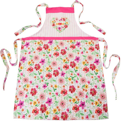 Spring Mother's Day Floral Heart Kitchen Apron Set of 2 Kitchen Towels