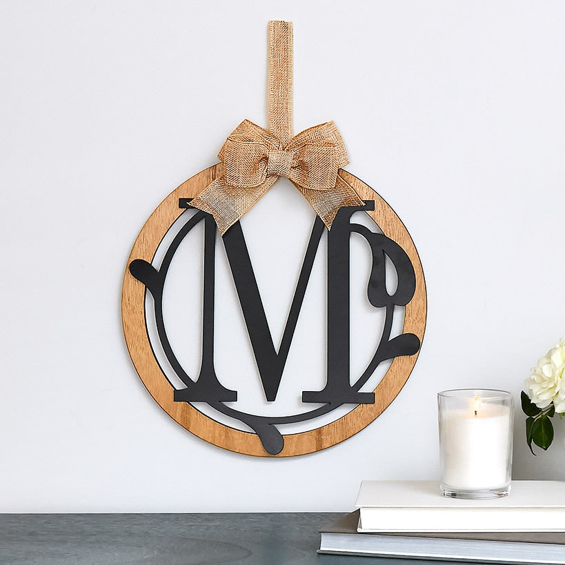 Country Monogram or Welcome Wall Hanging With Bow#select-letter_m