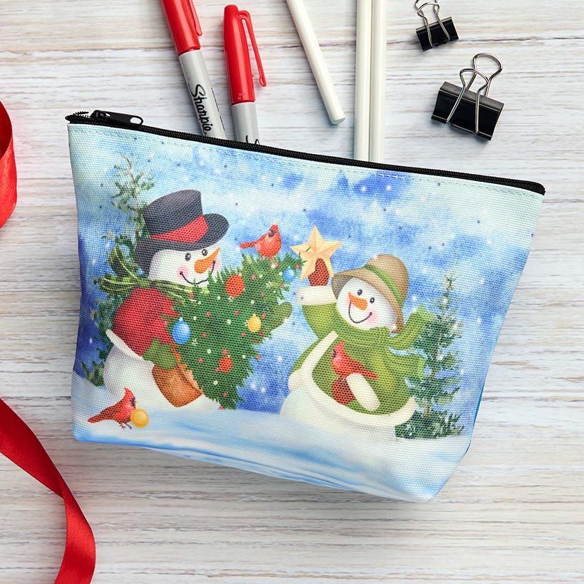Christmas Zipper Pouch - Snowman or Gingerbread#select-pouch_snowman