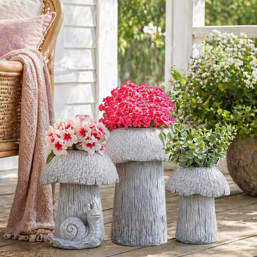 Mushroom Planter Gray Large Medium or Small Garden