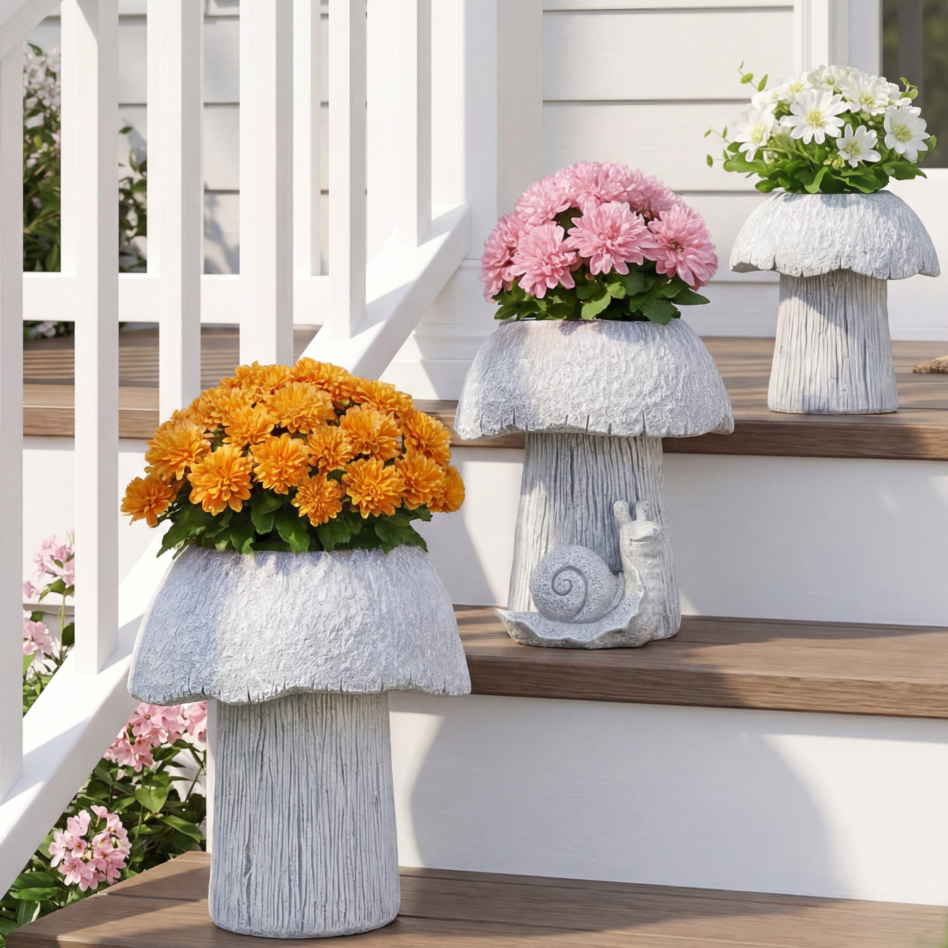 Mushroom Planter Gray Large Medium or Small Garden