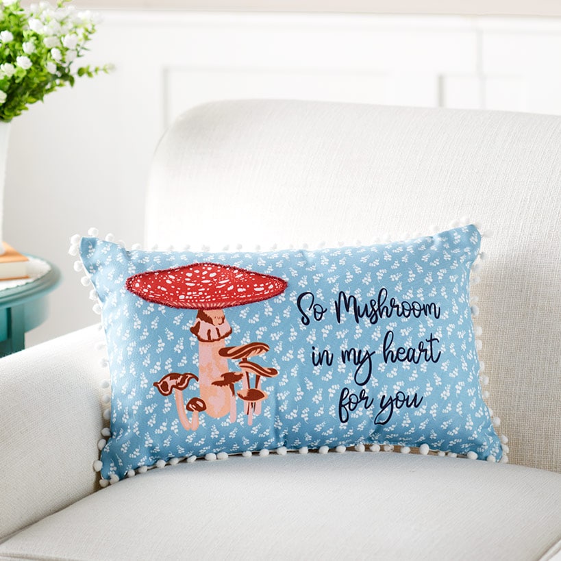 Spring Mushroom Accent Pillow