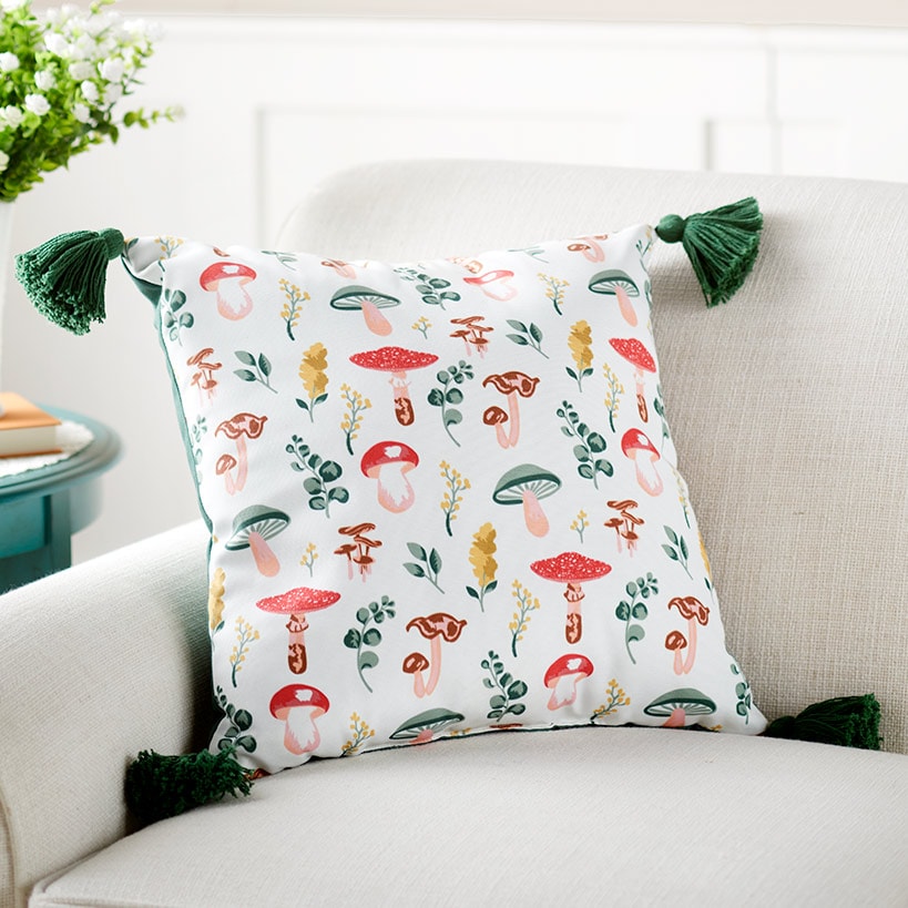 Spring Mushroom Accent Pillow