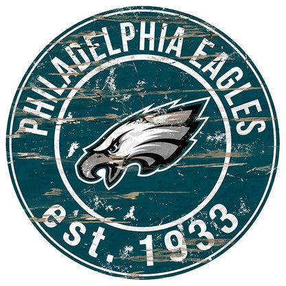 NFL Round Heritage Logo Sign 12"