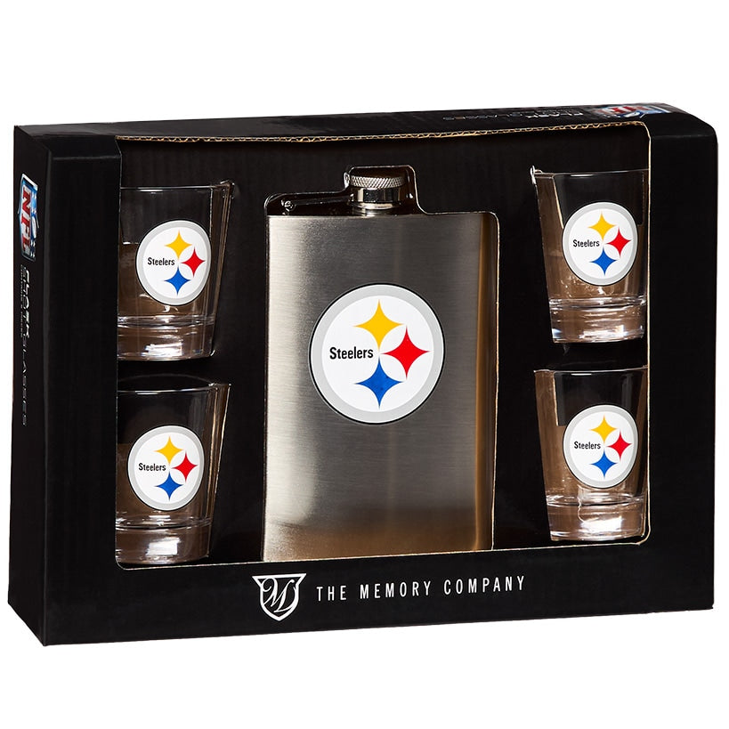 NFL Flask and Shot Glass Gift Set