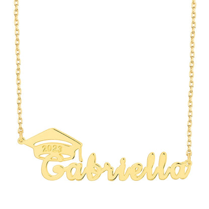 Personalized Graduation Name and Cap Pendant Sterling Silver