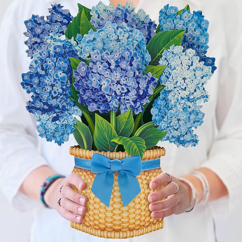 Nantucket Hydrangeas Pop-Up Flower Bouquet Card