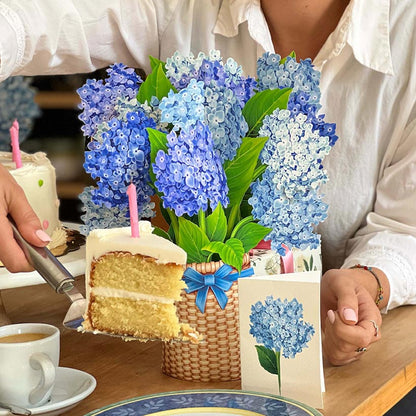 Nantucket Hydrangeas Pop-Up Flower Bouquet Card
