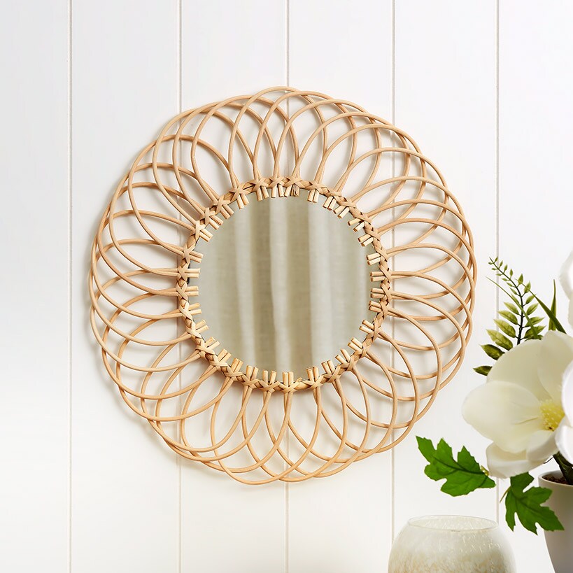 Natural Rattan Mirror - Round or Flower#select-mirror_round