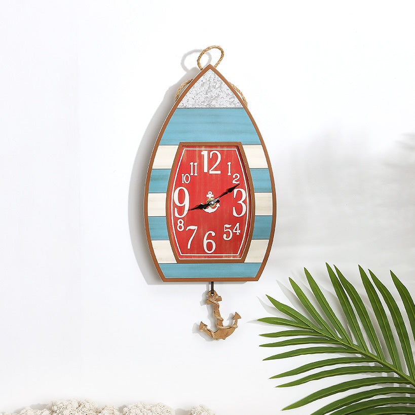 Pendulum Clock Nautical Themed Boat Or Helm Wheel With Anchor#select-clock_rowboat