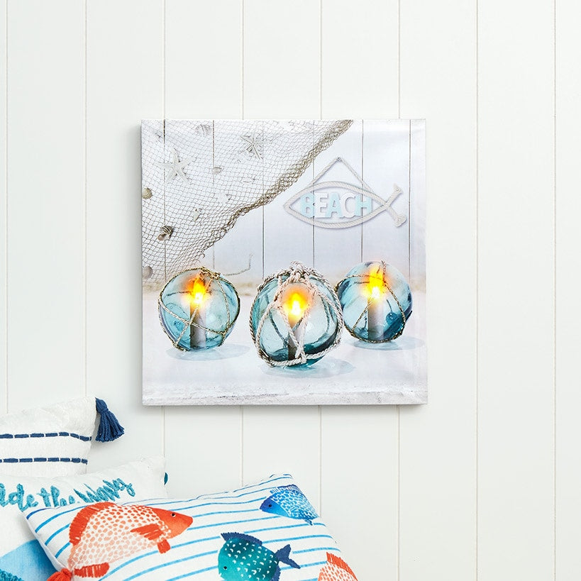 Coastal Lighted Canvas Wall Art - Buoys, Candle, or Coastal#select-design_candle