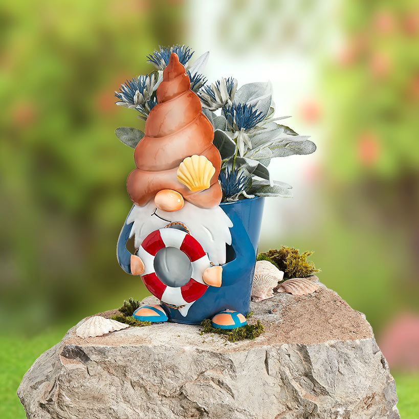 Whimsical Ocean Gnome Planter – Cute Accent for Plants and Decor