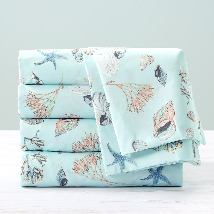 Oceanside Ultra-Soft Microfiber 4-Pc. King Sheet Set#select-design_sea