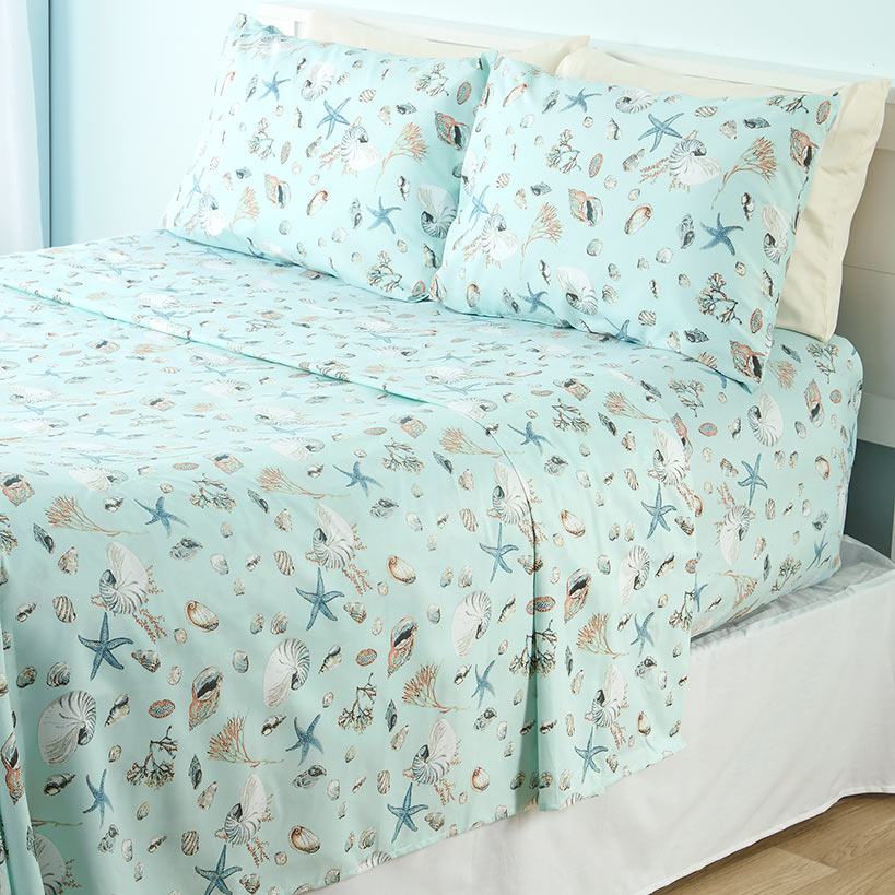 Oceanside Ultra-Soft Microfiber 4-Pc. King Sheet Set#select-design_sea