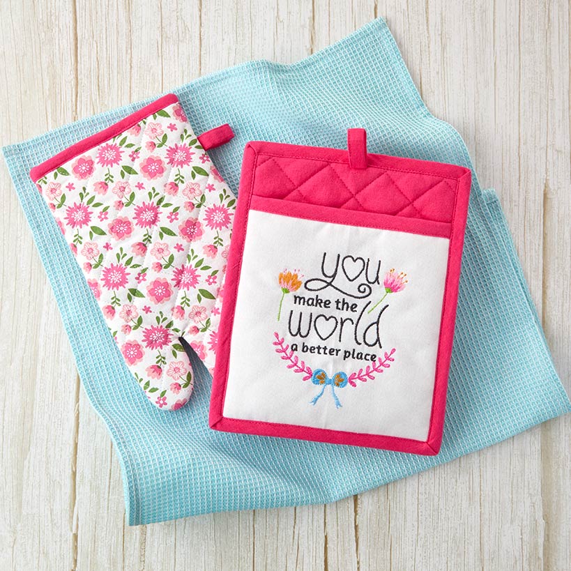 Spring Mother's Day Gift Set Oven Mitt, Pot Holder, and Kitchen Towel#select-set_oven-mitt,-potholder-&-towel