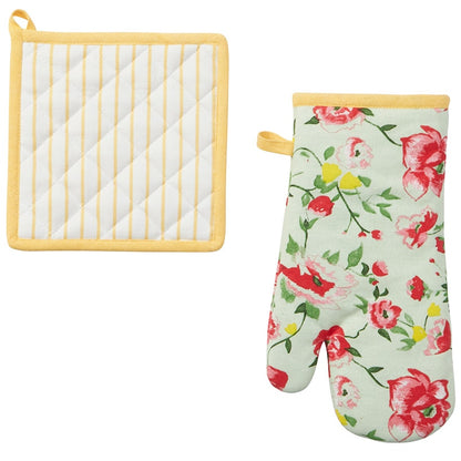 Striped Floral Set of 2 Kitchen Towels