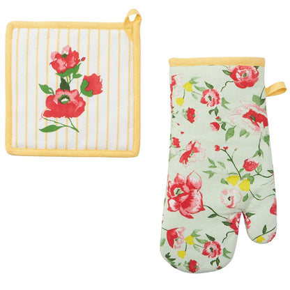 Striped Floral Set of 2 Kitchen Towels