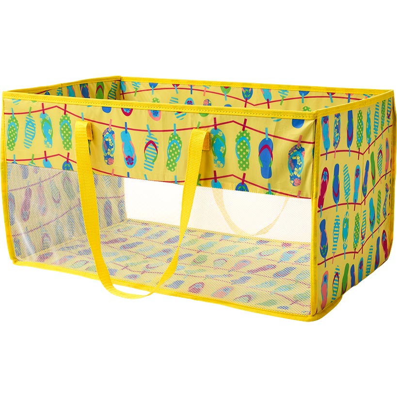 Home Storage Tote Bin with Mesh - Flip Flop or Shell Print#select-tote_flip-flops