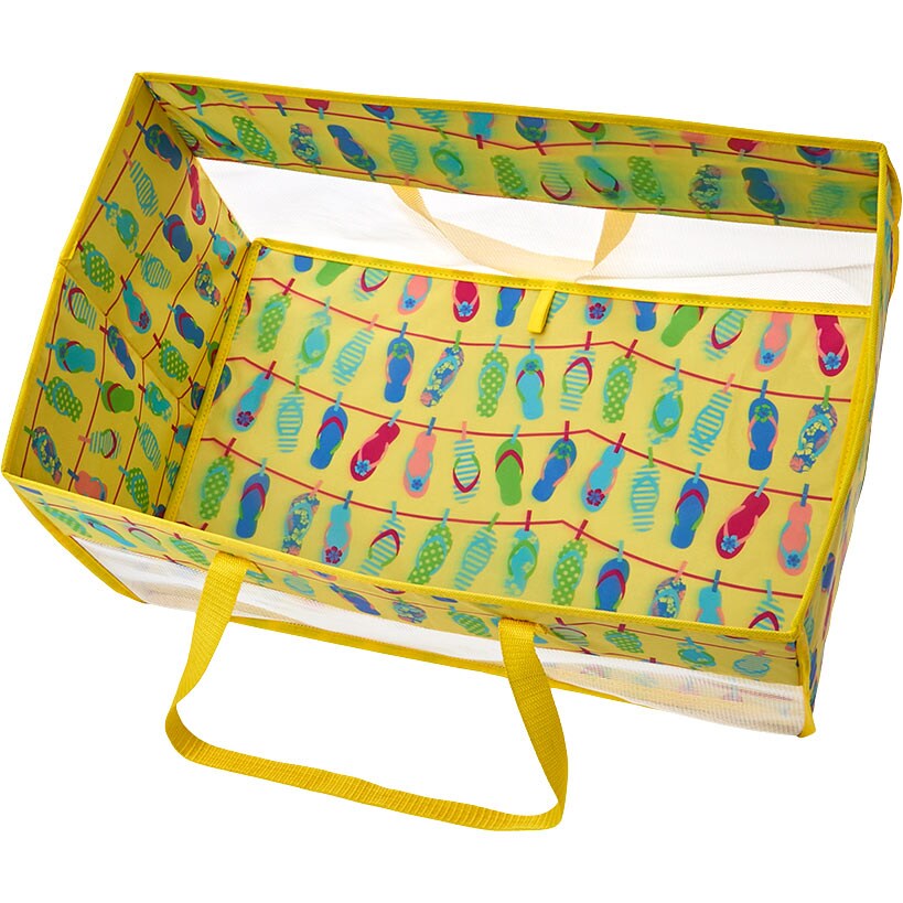 Home Storage Tote Bin with Mesh - Flip Flop or Shell Print#select-tote_flip-flops