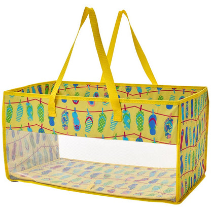Home Storage Tote Bin with Mesh - Flip Flop or Shell Print