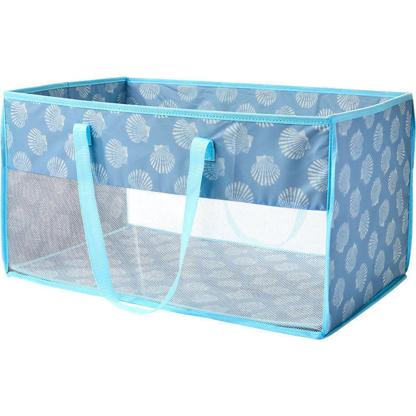 Home Storage Tote Bin with Mesh - Flip Flop or Shell Print