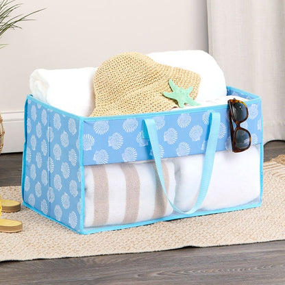 Home Storage Tote Bin with Mesh - Flip Flop or Shell Print
