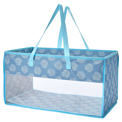 Home Storage Tote Bin with Mesh - Flip Flop or Shell Print