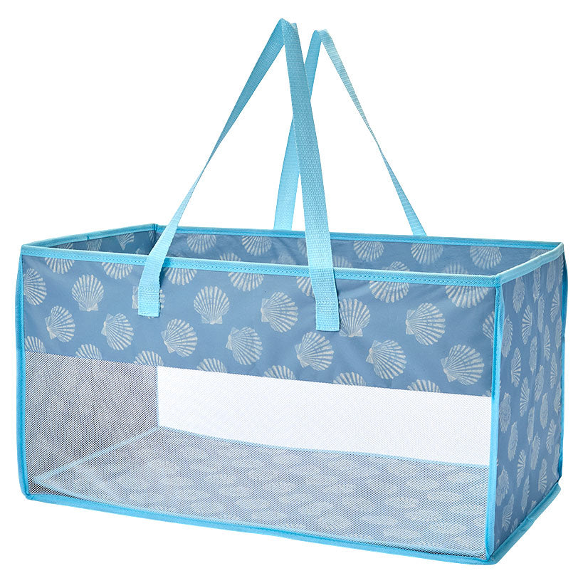 Home Storage Tote Bin with Mesh - Flip Flop or Shell Print