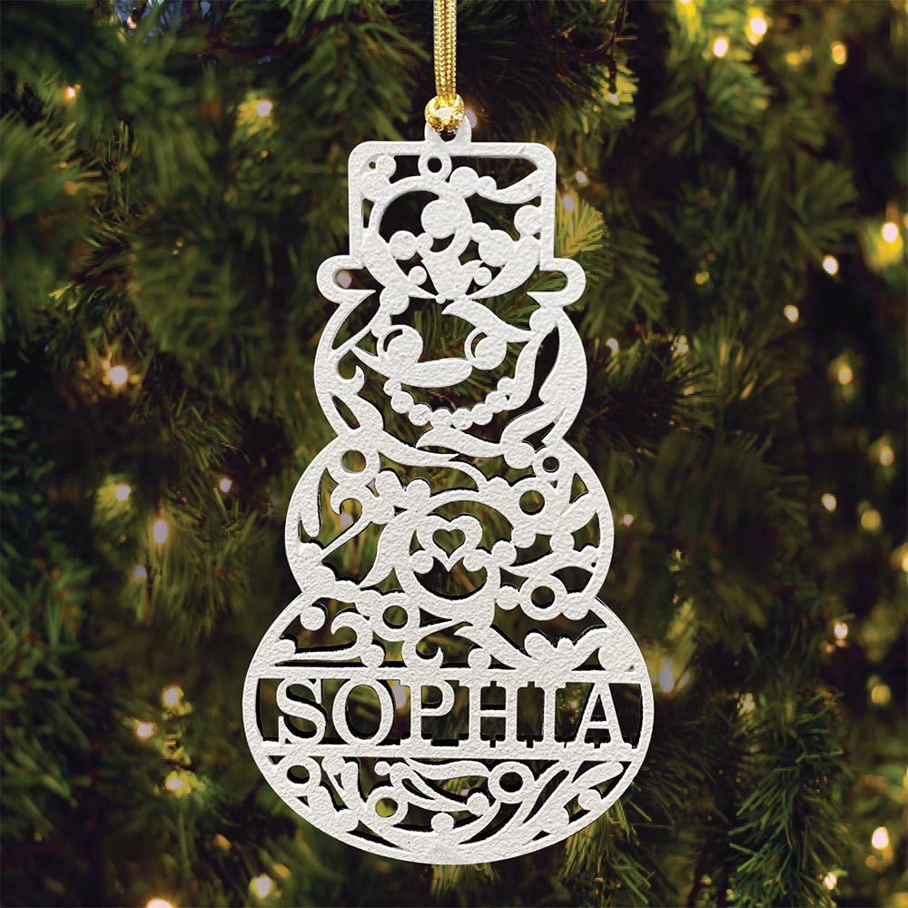 Personalized White Wood Ornament