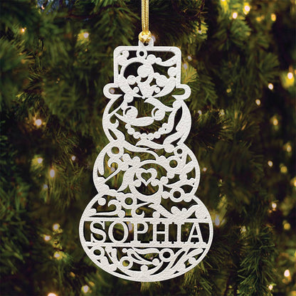 Personalized White Wood Ornament
