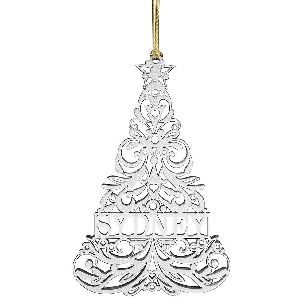 Personalized White Wood Ornament
