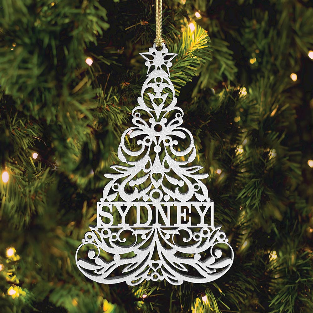 Personalized White Wood Ornament