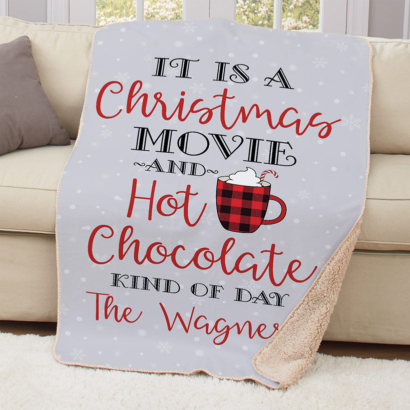 Personalized Christmas Movie and Hot Chocolate Throw