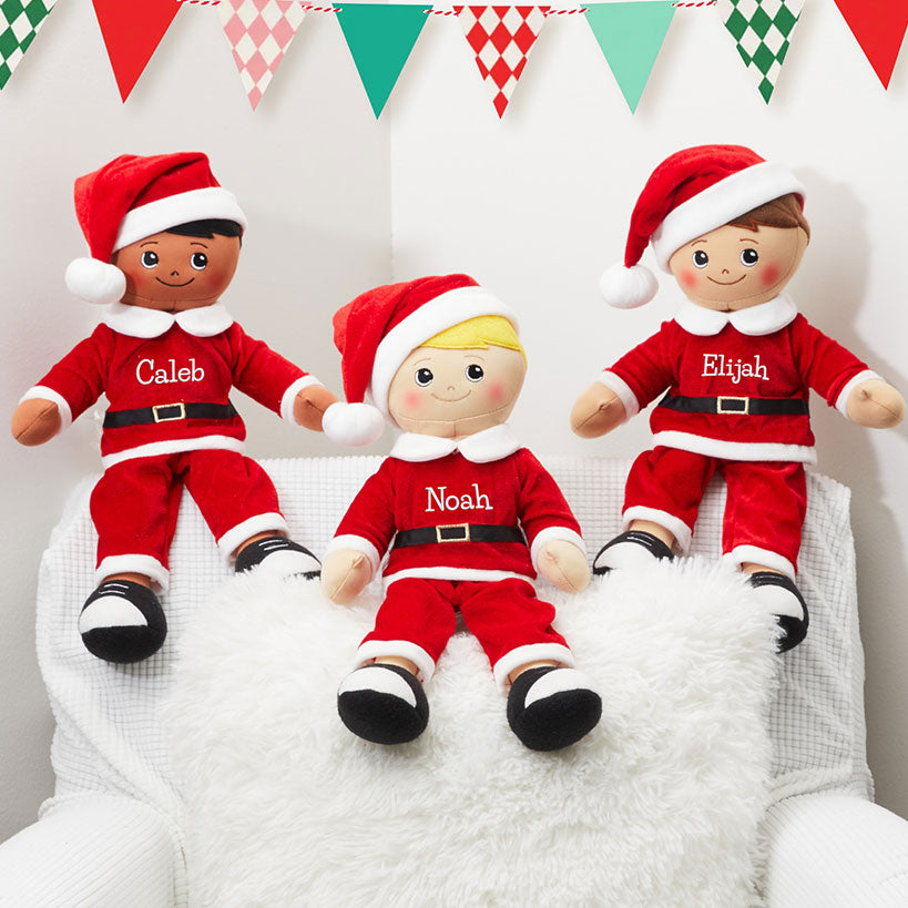 Personalized Boy Rag Doll with Santa Outfit