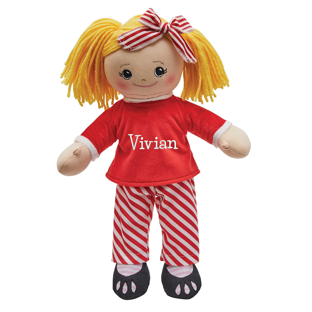 Personalized Rag Doll with Christmas Pajamas