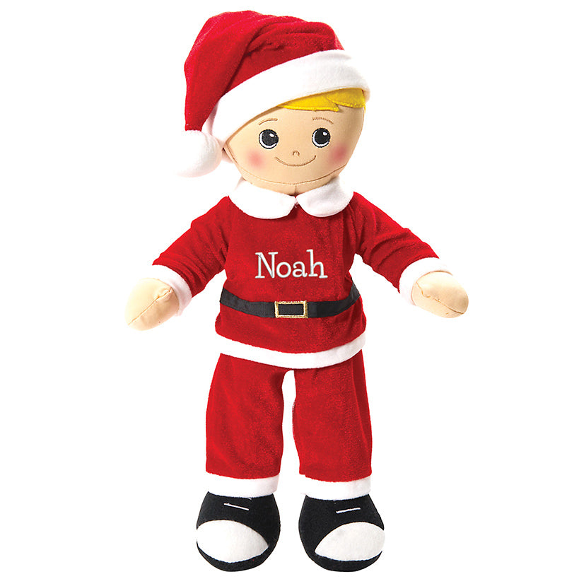 Personalized Boy Rag Doll with Santa Outfit