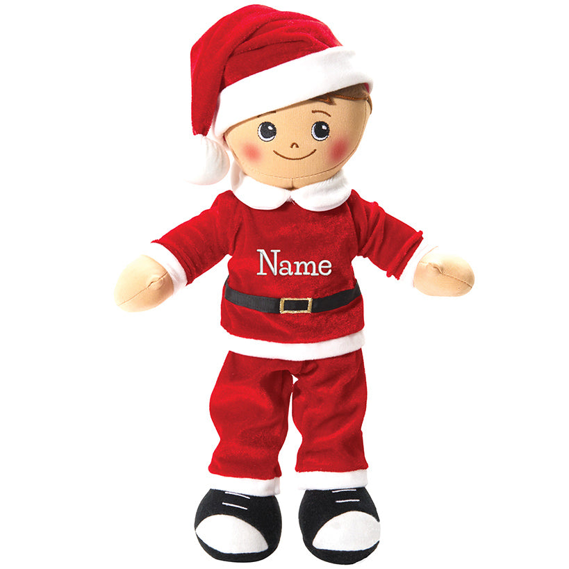Personalized Boy Rag Doll with Santa Outfit