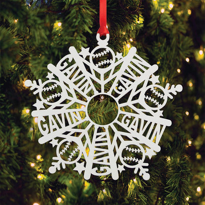 Personalized Snowflake Ornament White Wood