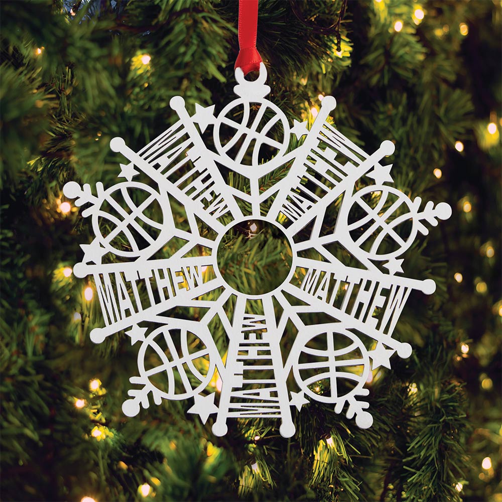 Personalized Snowflake Ornament White Wood