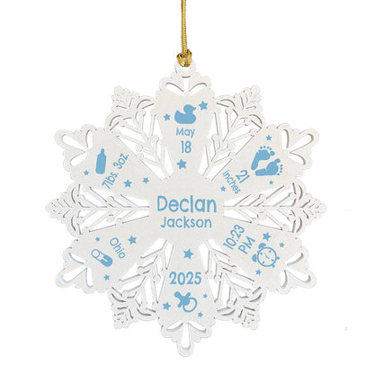 Personalized Snowflake Ornament White Wood