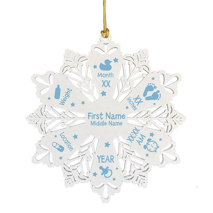 Personalized Snowflake Ornament White Wood