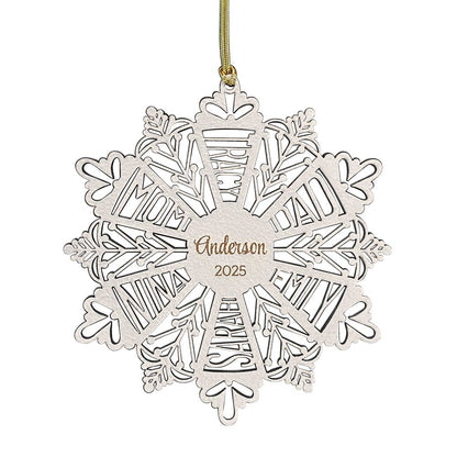 Personalized Snowflake Ornament White Wood