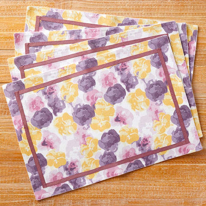 Painted Floral Set of 4 Placemats or Runner