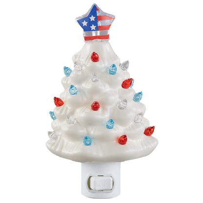 Lighted Patriotic Retro Trees
