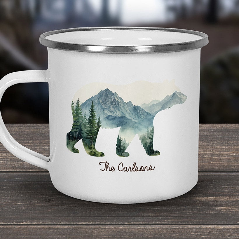 Personalized Watercolor Mountains Camp Mug 11 oz
